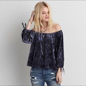 American Eagle off the shoulder velvet top